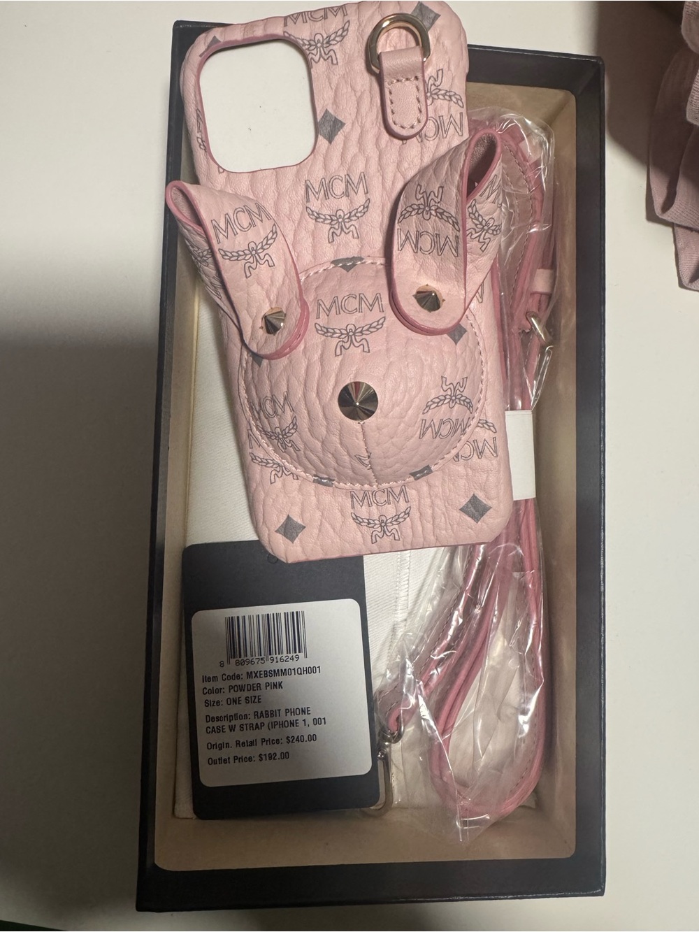 MCM Pink Mini Rabbit Phone Case with Strap